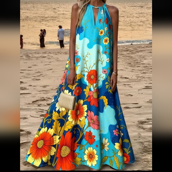 Source Unknown Vibrant Floral Maxi Dress - Picture 7 of 7